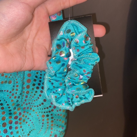 Gk leotard blue with sparkles and scrunchie hair tie size adult small - Picture 3 of 5
